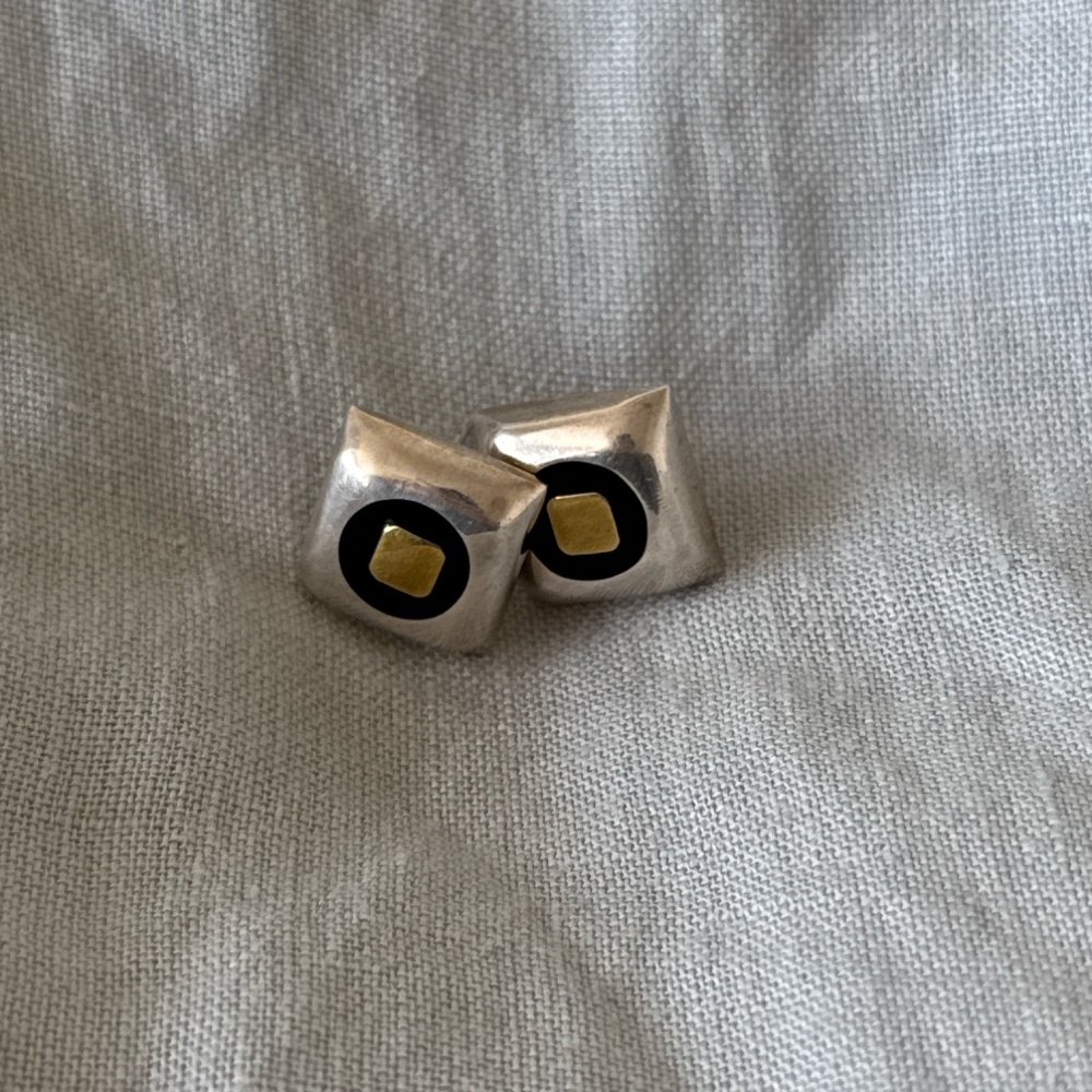 Sterling Silver Square Stud Earrings View 3